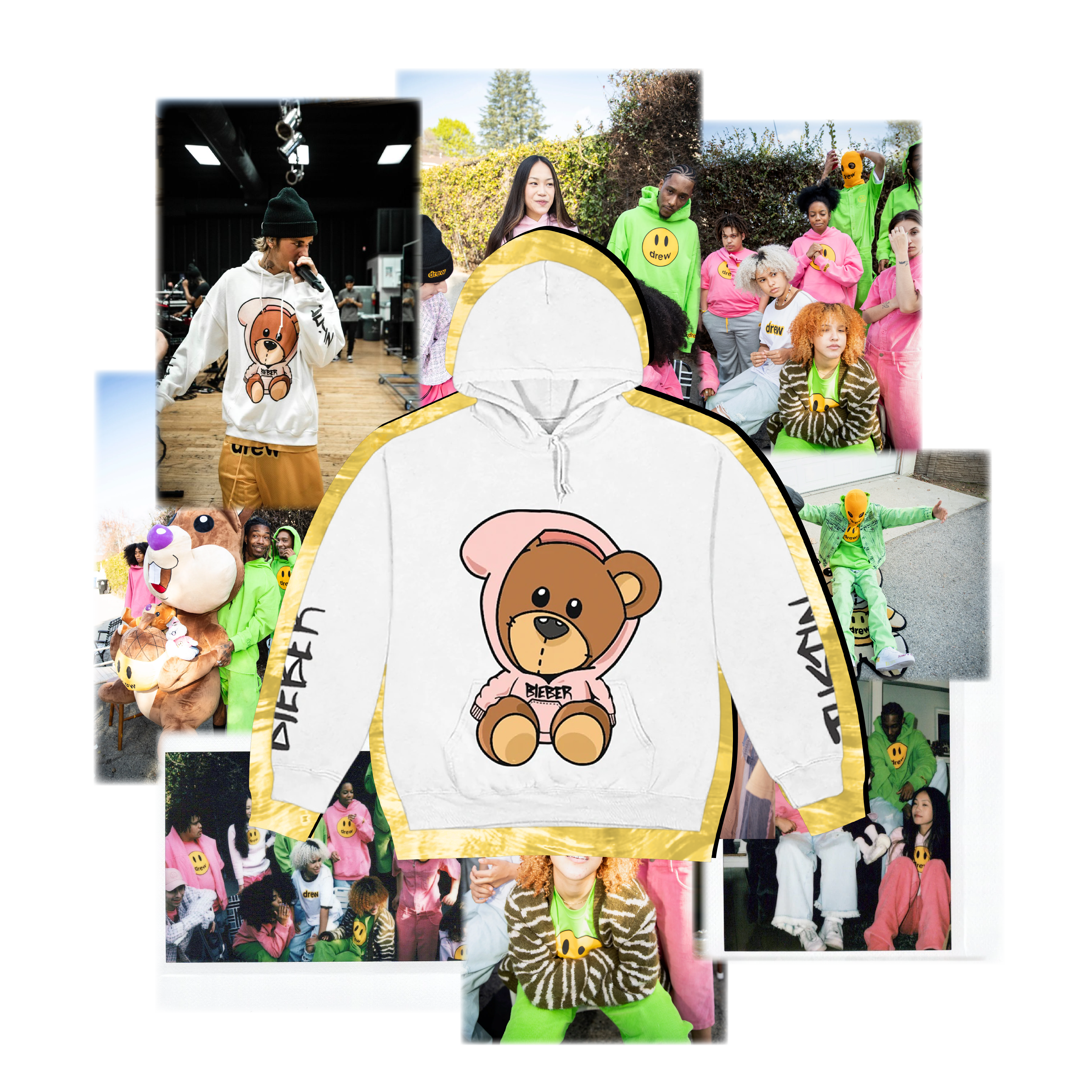 Bieber bear - hoodie white