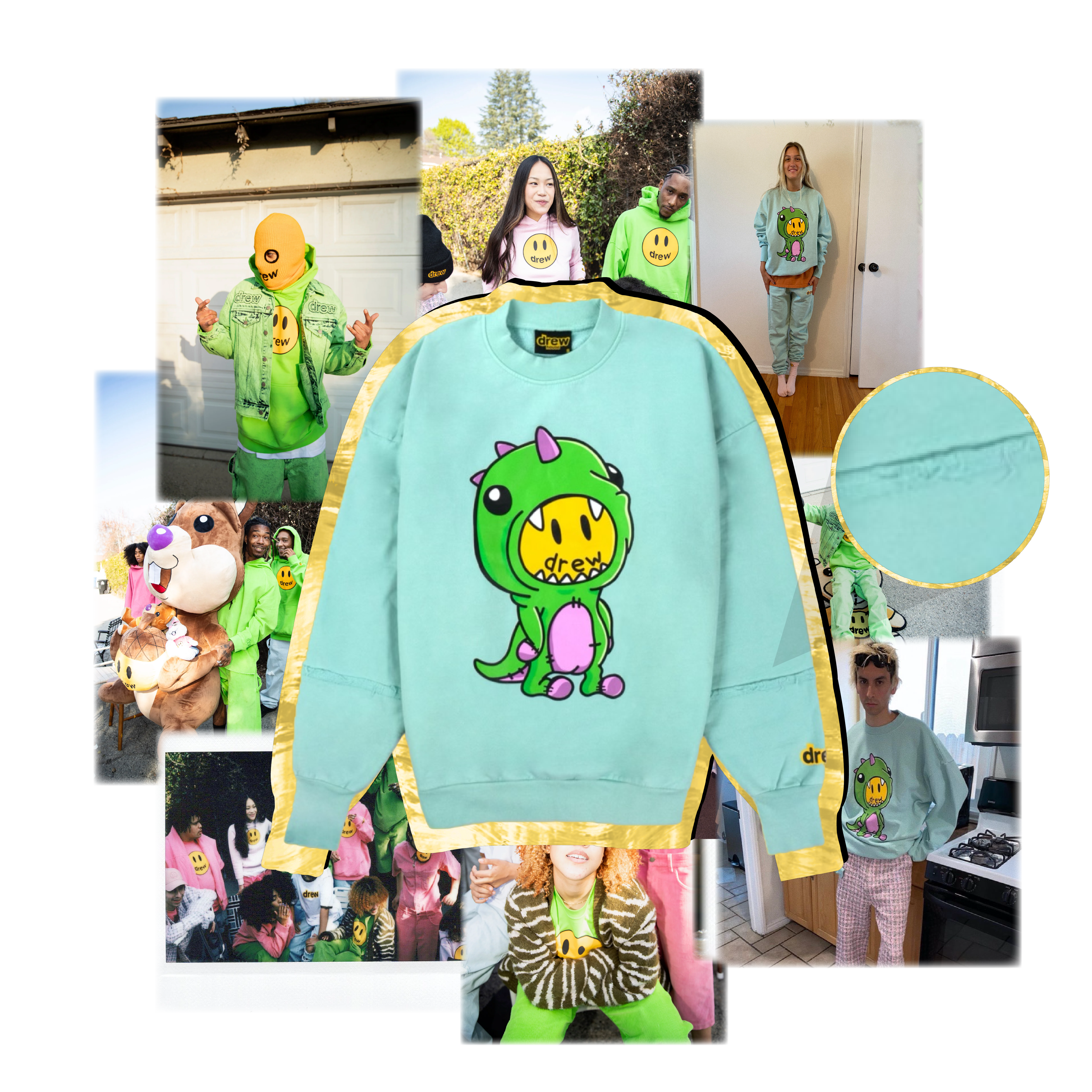 Dinodrew deconstructed - mint crewneck