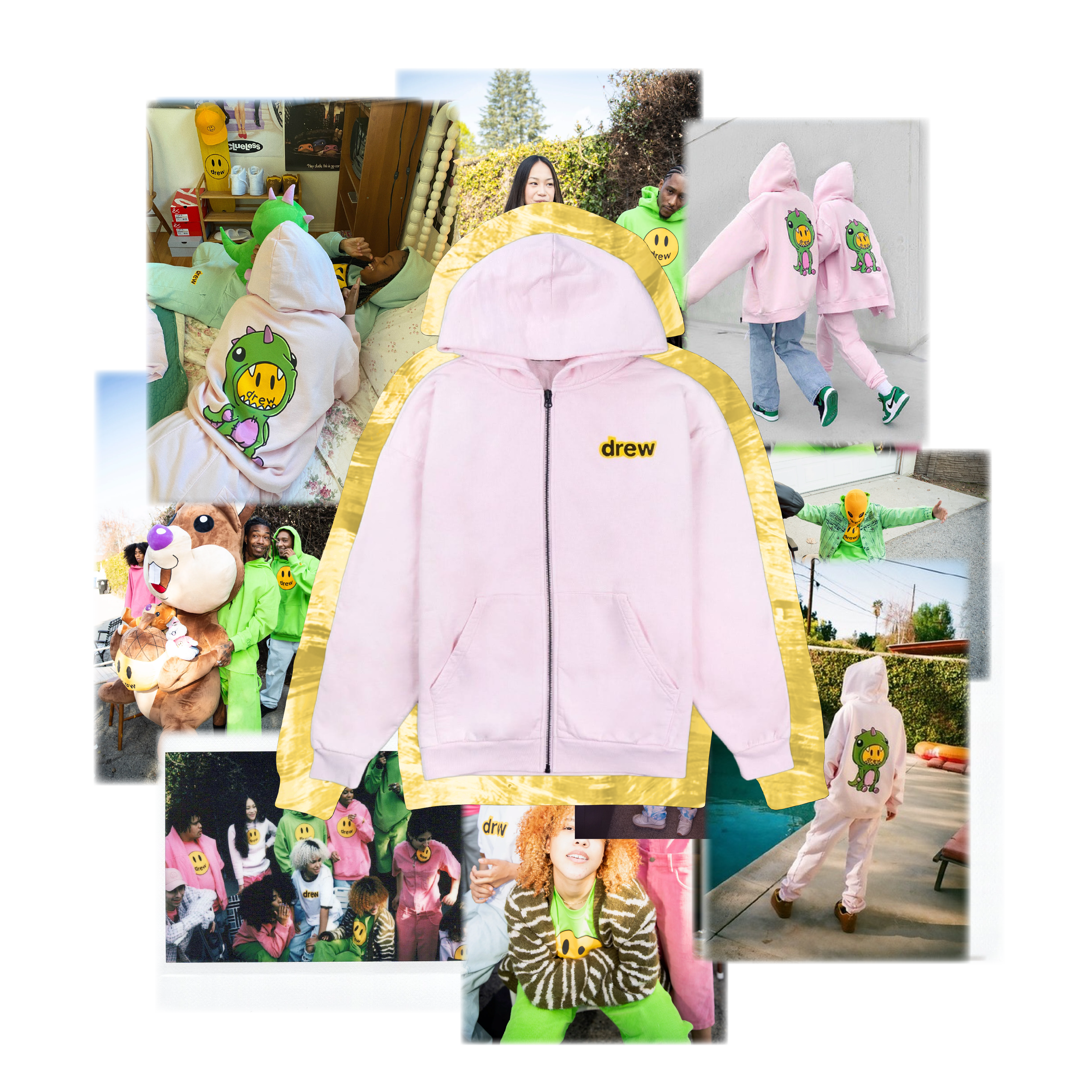 Dinodrew zip-up - pale pink hoodie